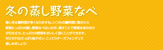 冬の蒸し野菜なべ 調理時間20分